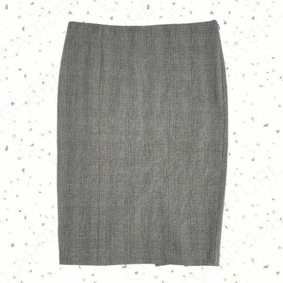 Grey Plaid Skirt Office Attire Neutral Corporate Style Donna Ricco Size 6 - Picture 1 of 11